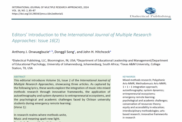 16(2). 01. Editors’ Introduction to the International Journal of Multiple Research Approaches: Issue 16(2)