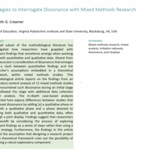 16(3). 03. Strategies to Interrogate Dissonance with Mixed Methods Research